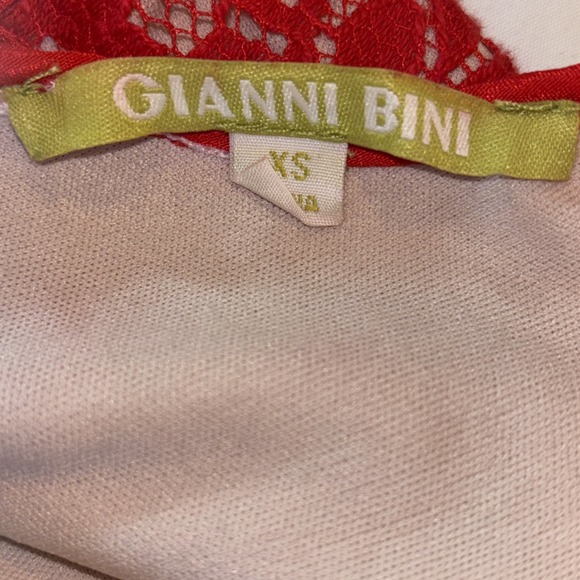 Gianni Bini Party Dress Red Lace Bodice Sleeveless Fit Flare Mini Dress Size XS - Picture 3 of 4